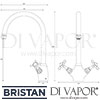 Bristan 1901 Easyfit Sink Mixer Gold Tap Dimensions